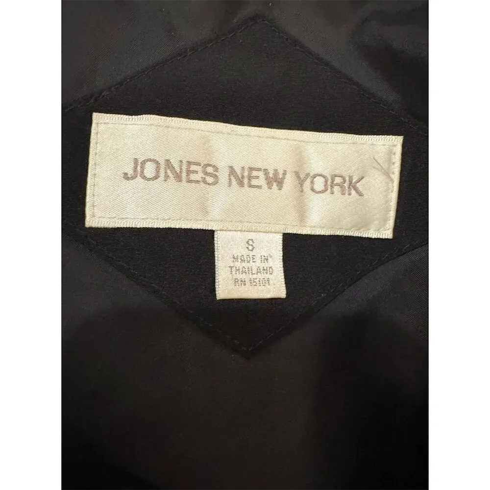 Jones New York Women's Black Jacket Faux Fur Collar Size Small